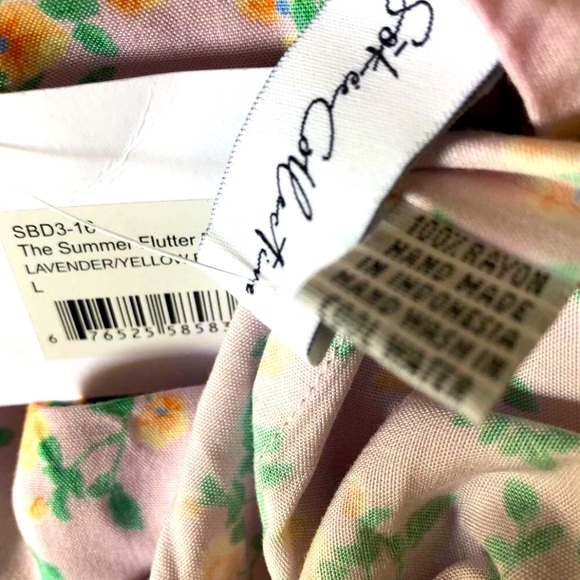 NWT SOKIE COLLECTIVE The Summer Flutter Lavender Yellow Floral Midi Dress L - Picture 6 of 6